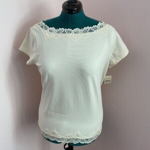 NWT Coldwater Creek Cap Sleeve Lace Boatneck Tee